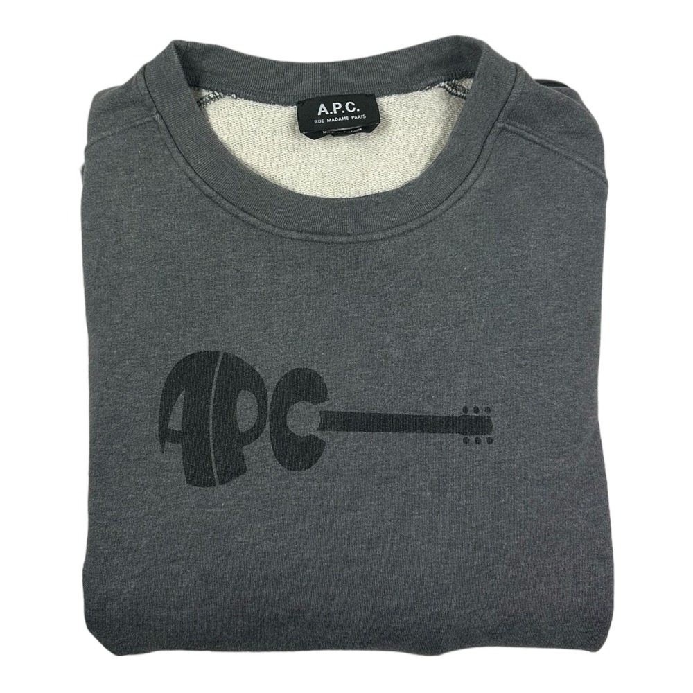 APC Paris Mens Gray Cotton Guitar Graphic Sweater Large 21E2-COENQ-H27659